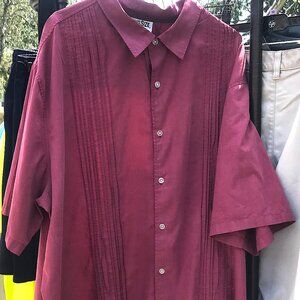 Burgundy Cabana Style Button Down Shirt